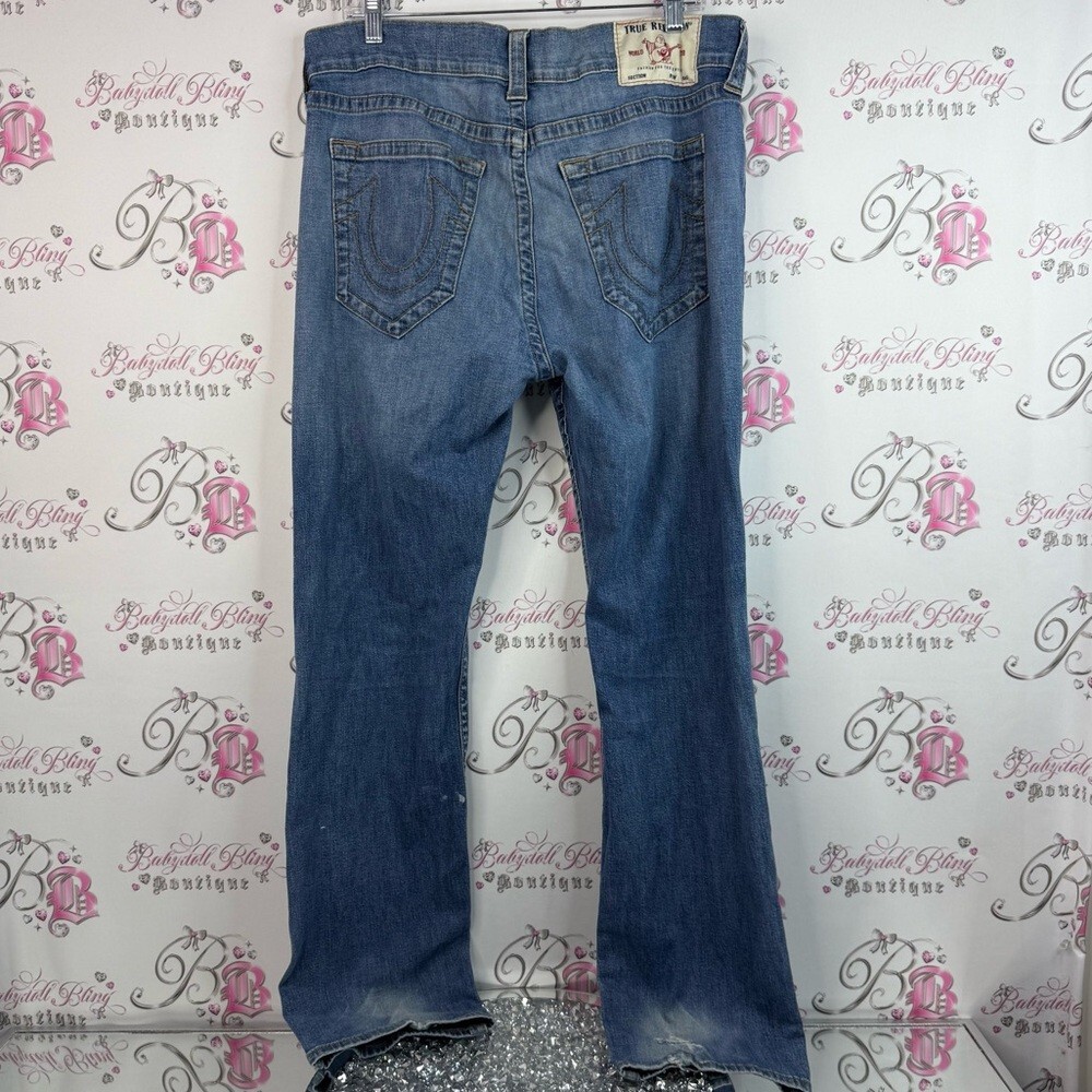 True Religion jeans pants Ricky relaxed straight Blue bottoms Jeans logos - Picture 2 of 16